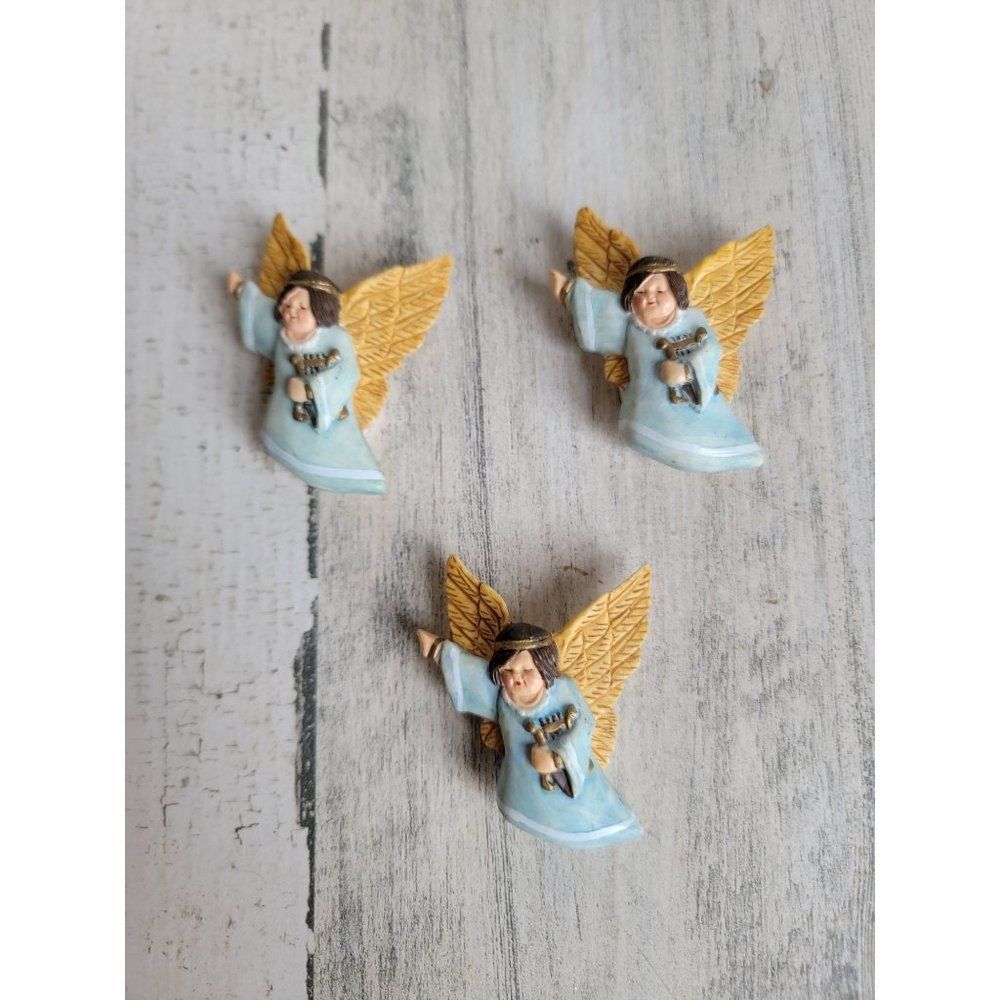 Vintage cherub‎ Angel girls magnet pin Xmas decor set